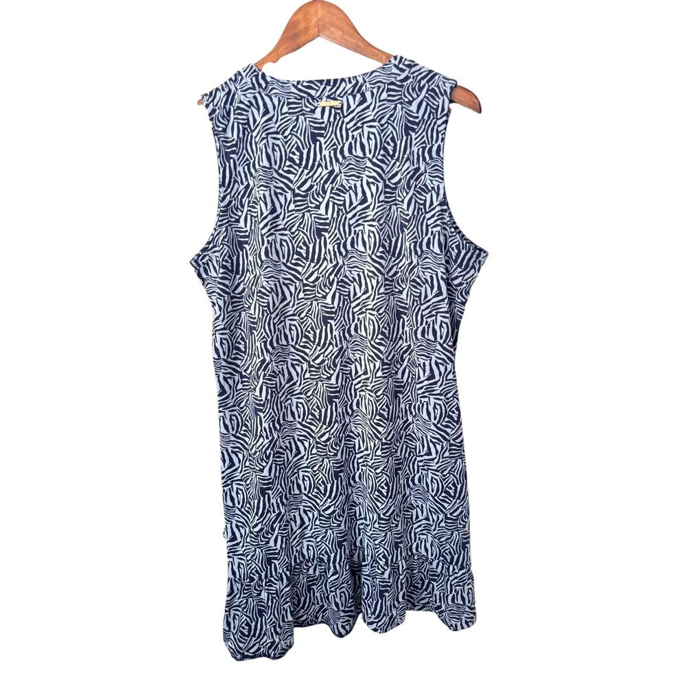 Michael Kors Zebra Print Tunic Dress XL Blue Black Safari Animal Core - Picture 3 of 7
